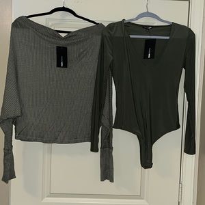 NWT 2 Large Fashion Nova Army Green Tops